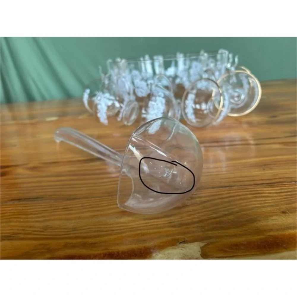 22-PC Vintage Anchor Hocking White Grapes Gold Trim Punchbowl Cups Hangers Ladle
